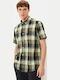 Short-sleeved Cotton Shirt Checked Olive