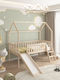 PHYLLIS Pat pentru Copii Montessori Loft Bed Single Bej pentru Saltea 90x190cm