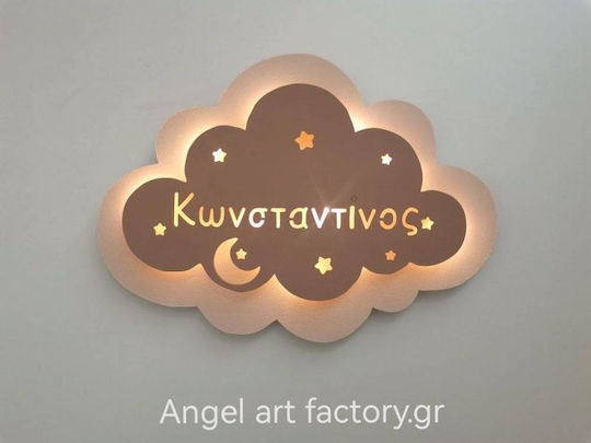 Children's Wooden Wall Light "Double Cloud" Name