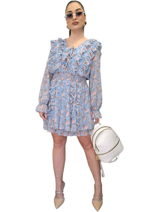 Remix Sommer Mini Damenkleid Hellblau