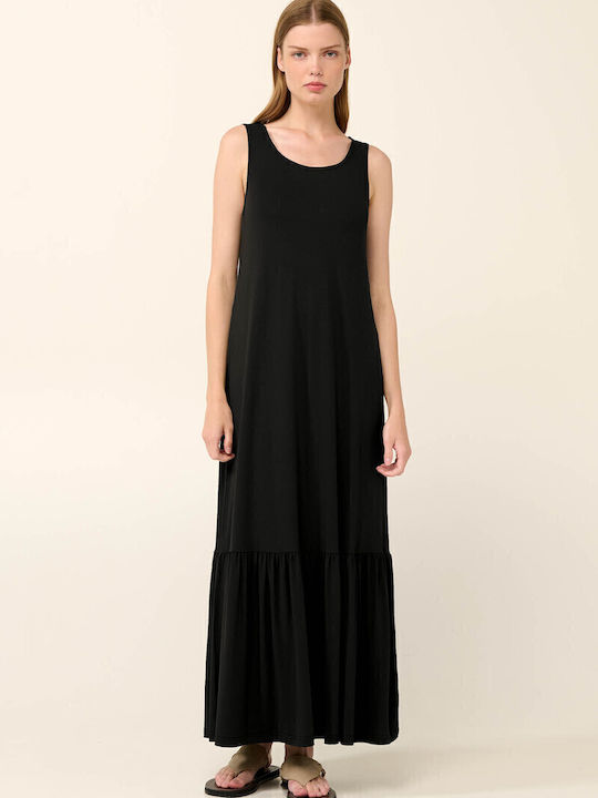 Vamp Καλοκαιρινό Maxi Κομπινεζόν Φόρεμα Black