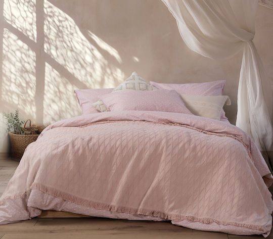 Nef-Nef Homeware Outlast Κουβέρτα Πικέ Υπέρδιπλη με Κρόσσια 230x240εκ. Rose