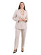 Women's Fabric Trousers with Elastic Beige