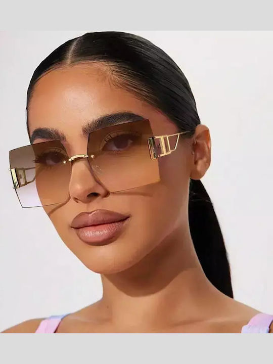 Women's Sunglasses with Brown Tartaruga Metal Frame and Brown Gradient Lens G-25-2