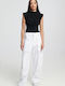 Dama Tesatura Pantaloni Cargo Alb