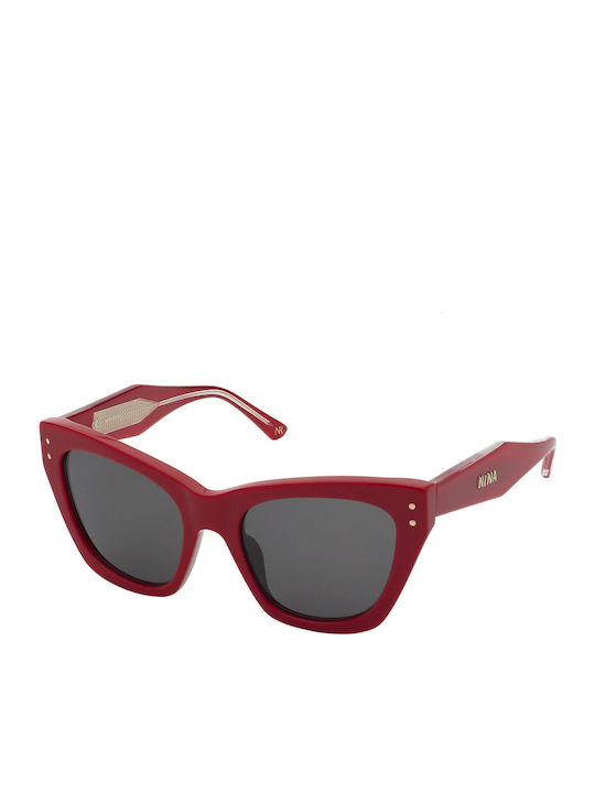 Nina Ricci Damen Sonnenbrille mit Rot Kunststoff Gestell und Gray Linse S0388642