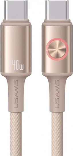 Usams SJ751 Geflochten / LED USB 2.0 Kabel USB-C männlich - USB-C 240W Beige 1.2m (SJ751USB02)