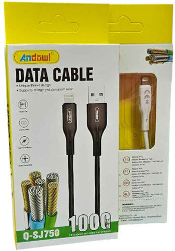 Andowl Regular USB-A la Cablu Lightning Negru 1m (Q-SJ750)