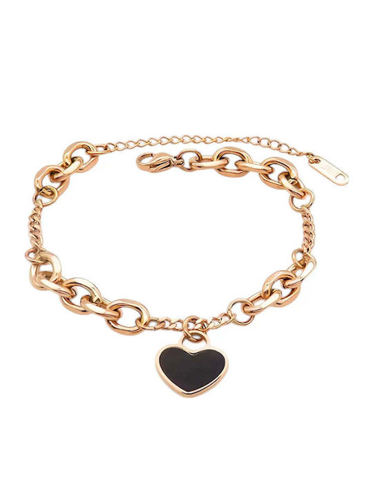 Charmy Damentrailing Armband Kette Mit Herz-Design Aus Stahl Vergoldet 8cm