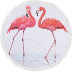Flamingo Πετσέτα Θαλάσσης Βαμβακερή Λευκή