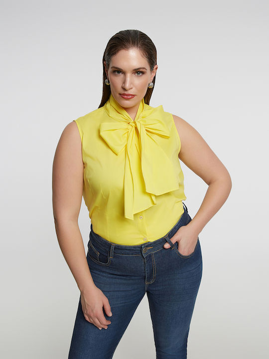 Damen Denim Hemd Gelb