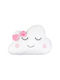 Decorative Pillow Cloud Pattern Pink Bow 38x34cm White Pink
