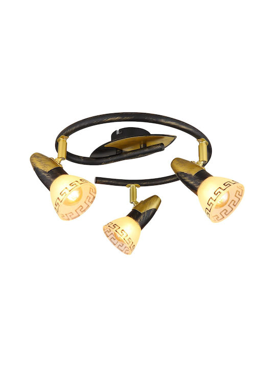 Globo Lighting Τριπλό Σποτ με Ντουί E14 σε Χρυσό Χρώμα