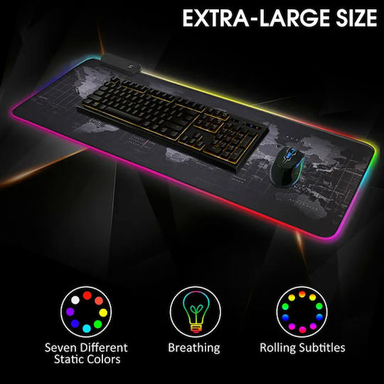 Olympus Нескользяща XXL RGB Геймърска Лесна за Почистване Подложка за Мишка 90x40