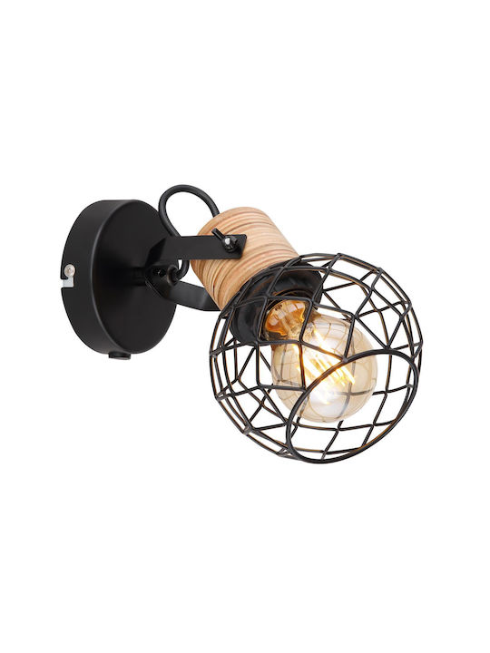 Globo Lighting Lamp Wall with Socket E27 and Switch Black 12x17.5cm