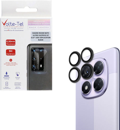 Volte-Tel Glass Cover Προστασία Κάμερας Tempered Glass Μαύρο για το Xiaomi Redmi Note 14 Pro 5G, Poco X7
