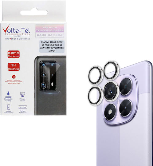 Volte-Tel Glass Cover Προστασία Κάμερας Tempered Glass Ασημί για το Xiaomi Redmi Note 14 Pro 5G, Poco X7