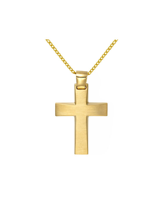 Papoulidis Jewellery Ανδρικός Χρυσός Σταυρός 14Κ Διπλής Όψης χωρίς Αλυσίδα