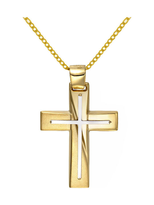 Papoulidis Jewellery Ανδρικός Χρυσός Σταυρός 14Κ Διπλής Όψης χωρίς Αλυσίδα