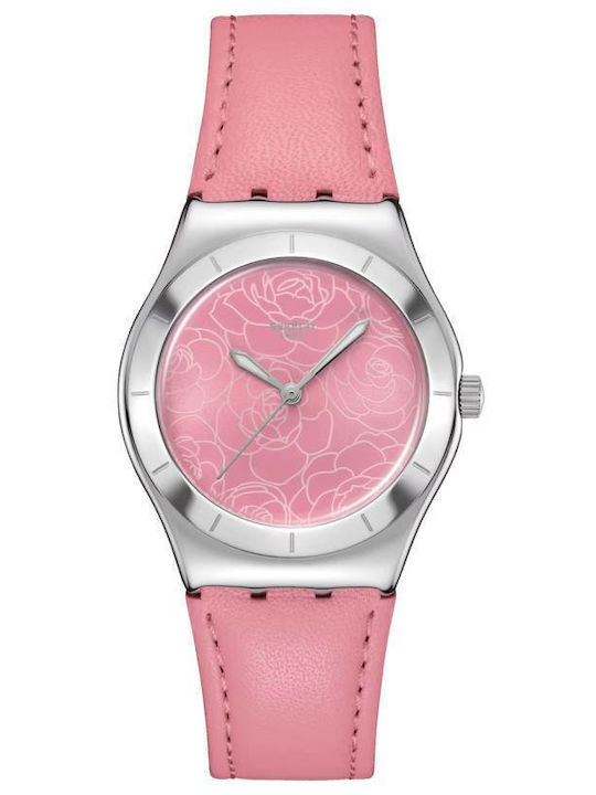 Swatch Swatch Γυναικείο Ρολόι 33mm Μπαταρίας με Ροζ Δερμάτινο Λουράκι