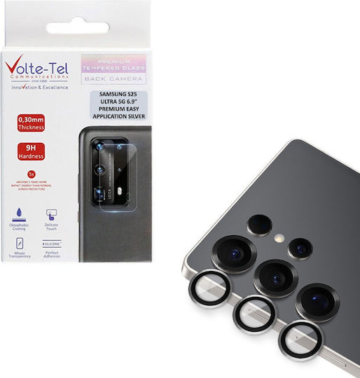 Volte-Tel Premium Easy Application Camera Protection Tempered Glass Silver for the Samsung S25 Ultra 5G