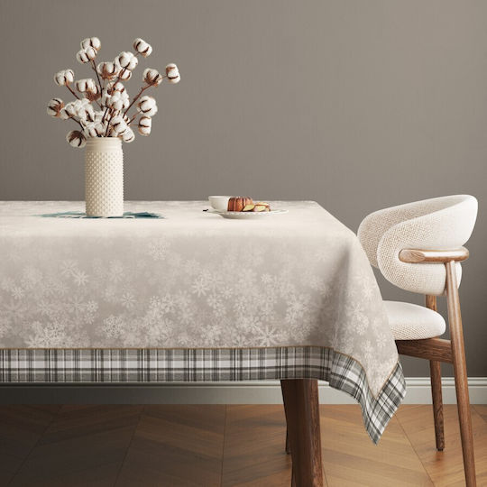 Cotton Club Christmas Tablecloth Fabric Beige L320xW140cm.