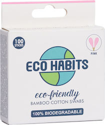 Eco Habits Βαμβακερές Μπατονέτες Μπαμπού Συσκευασία 100 Τμχ Ροζ