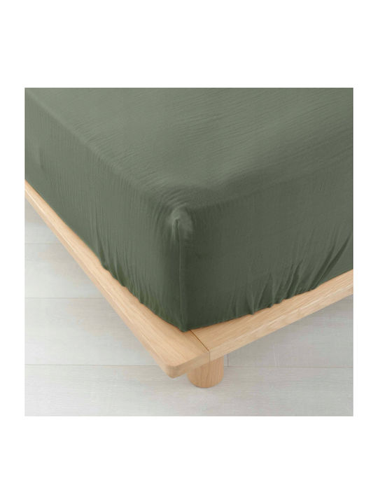 Douceur d'Intérieur Sheet Super-Double with Elastic 160x200cm. Green