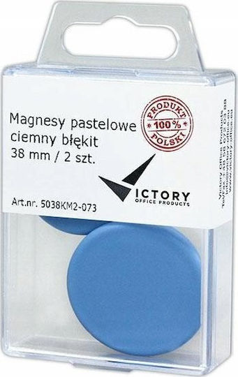 Victory Office Product Μαγνητες Victory Office 38mm 2τεμ Παστελ Μπλε Σκουρο