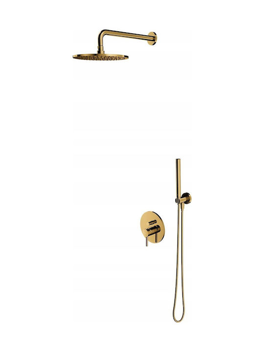 Omnires Set Mischer & Duschkopf für Wandmontage für Dusche Gold