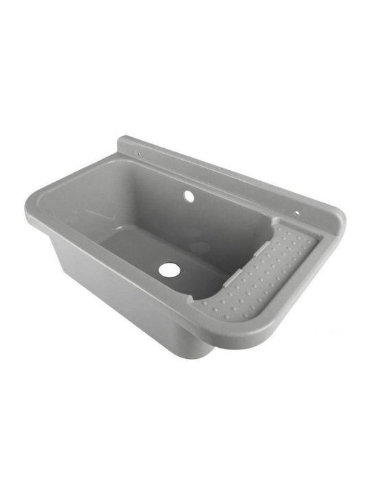 Hydroland Drop-In Chiuvetă din Granit Sintetic cu robinet L60xW34cm Gri
