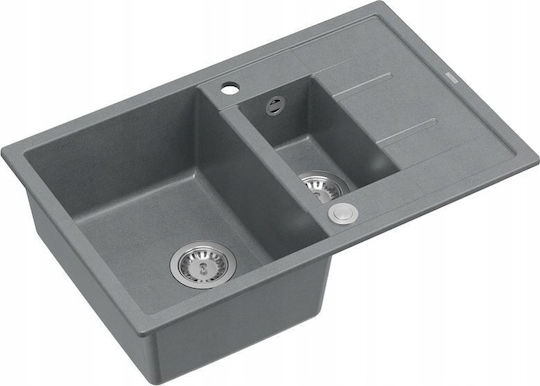 GraniteQ Ένθετος Inox Σατινέ με Μπαταρία Μ78xΠ50cm Ασημί