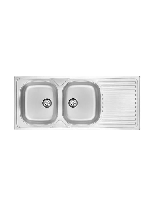 Deante Drop-In Sink Inox with Faucet W116.5xD50cm Silver