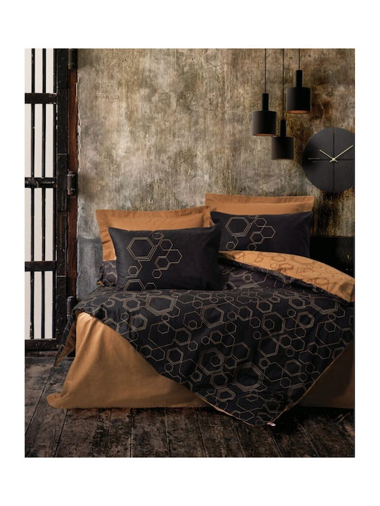 Cotton Box Set Husă de Pilotă Bumbac Dublă cu 2 Fețe de Pernă & 1 Cearsaf 200x220 Copper