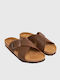 Leather Women's Flat Sandals in Brown Color