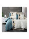 First Choice Set Huse Pentru Pilote 100% Bumbac Dublu Cu 4 Fețe De Pernă & 1 Cearceaf 200x220cm Bej, Albastru Teal