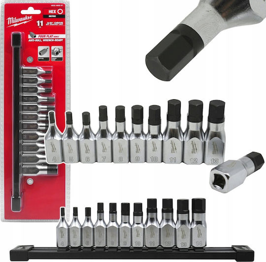 Hikoki Hexagon Sockets with Frame Host 3/8" HEX Set 11 Pieces