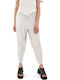 Damen Hoch tailliert Leinen Hose Beige