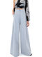 Women's High-waisted Fabric Trousers in Wide Line Gray