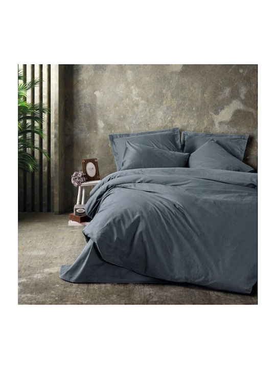 Cotton Box Set Husă de Pilotă Bumbac Dublă cu 2 Fețe de Pernă & 1 Cearsaf 200x220 Gri