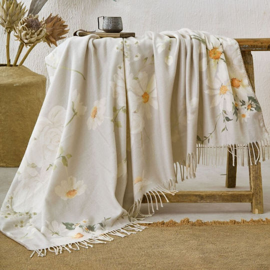 Cotton Club Halbduenne Decke mit Fransen 180x220cm Beige