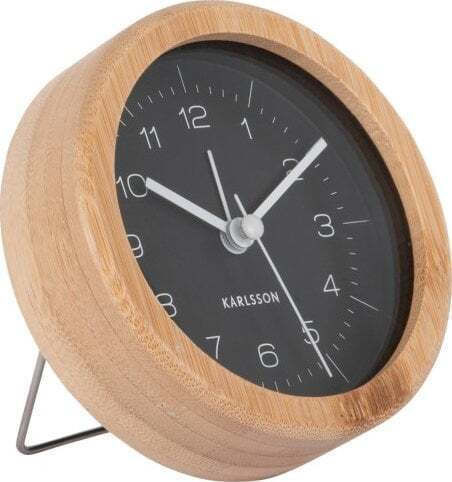 Karlsson Tischuhr mit Zeigern Holz mit Wecker