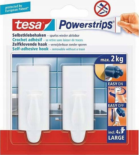 Tesa Single Wall-Mounted Bathroom Hook White