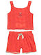 Kinder-Set mit Shorts Sommer 2Stück Orange Stickerei