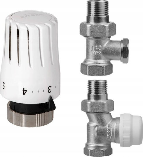 Invena Thermostatic Straight Flow Valve Pre-set Mini Head Adjustment 2 Prov 1
