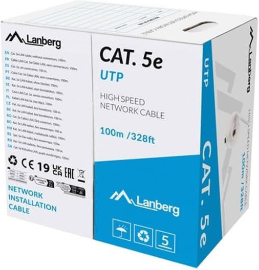 Lanberg U/UTP Cat.5e (Gigabit) Cablu De Rețea Ethernet 100m Gri