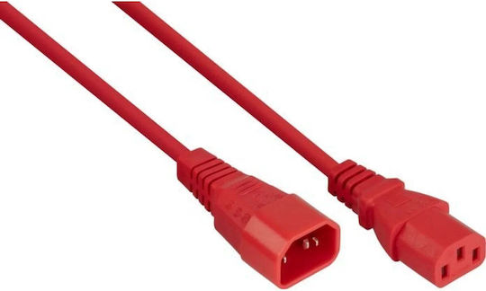Alcasa IEC C14 / IEC C13 - IEC C14 / IEC C13 Cablu 20m Roșu