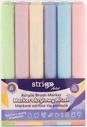 Acrylmarker Pinselspitze 6 Farben Strigo