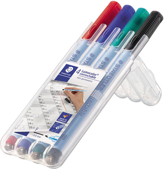 Маркер за прозрачност Staedtler Lumocolor Correct M, 4 бр