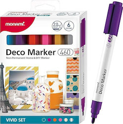 Acryl-Dekorationsmarker Deco Marker B 460 6 Farben Vivid Monami Acryl-Dekorationsmarker Deco Marker B 460 6 Farben Vivid Monami